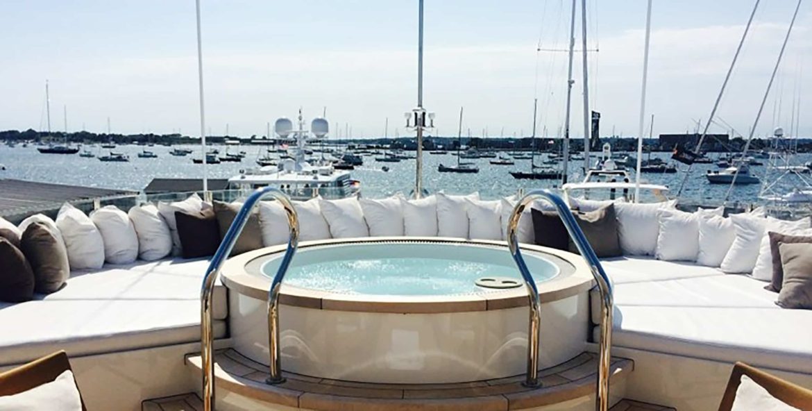 Hot tub on the deck of a superyacht