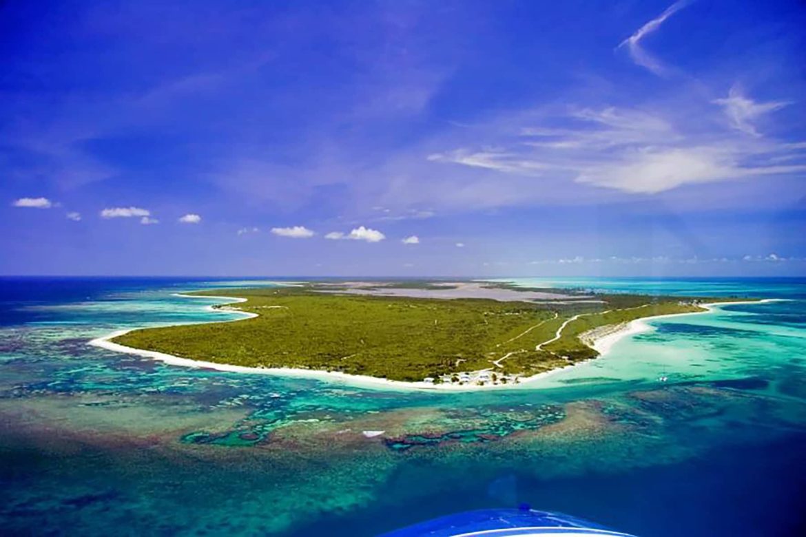 Aerial view of one of the British Virgin Islands