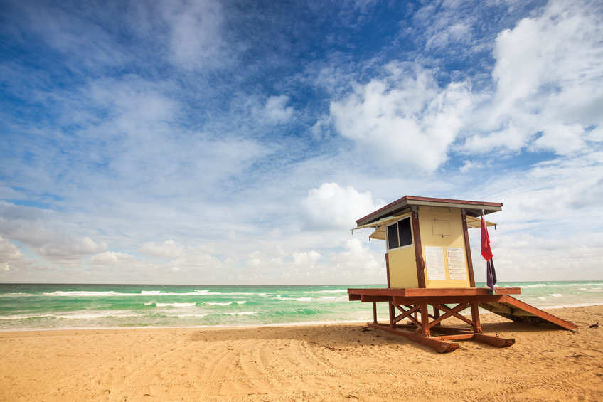 Lifeguard tower on a deserted Florida beach