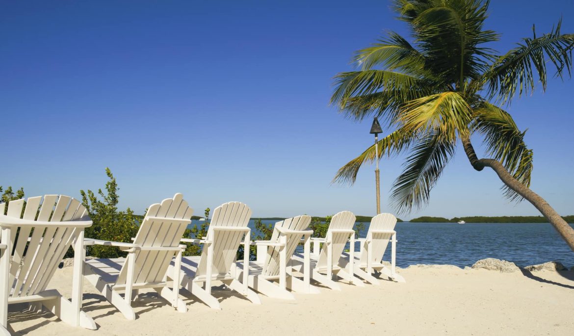 Chairs on a sunny beach in Florida