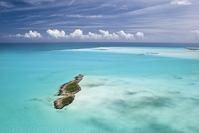 aerial shot of the Exumas islands