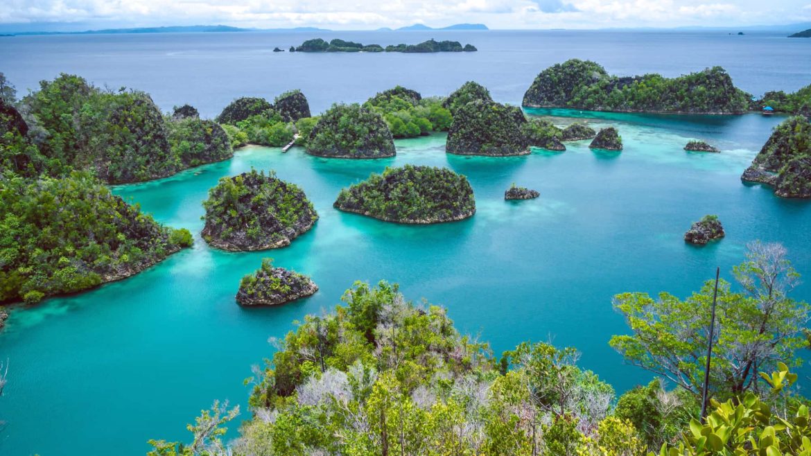 aerial of Raja Ampat islands in Indonesia