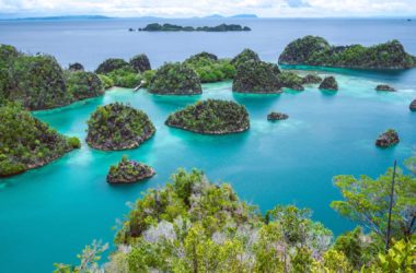 aerial of Raja Ampat islands in Indonesia