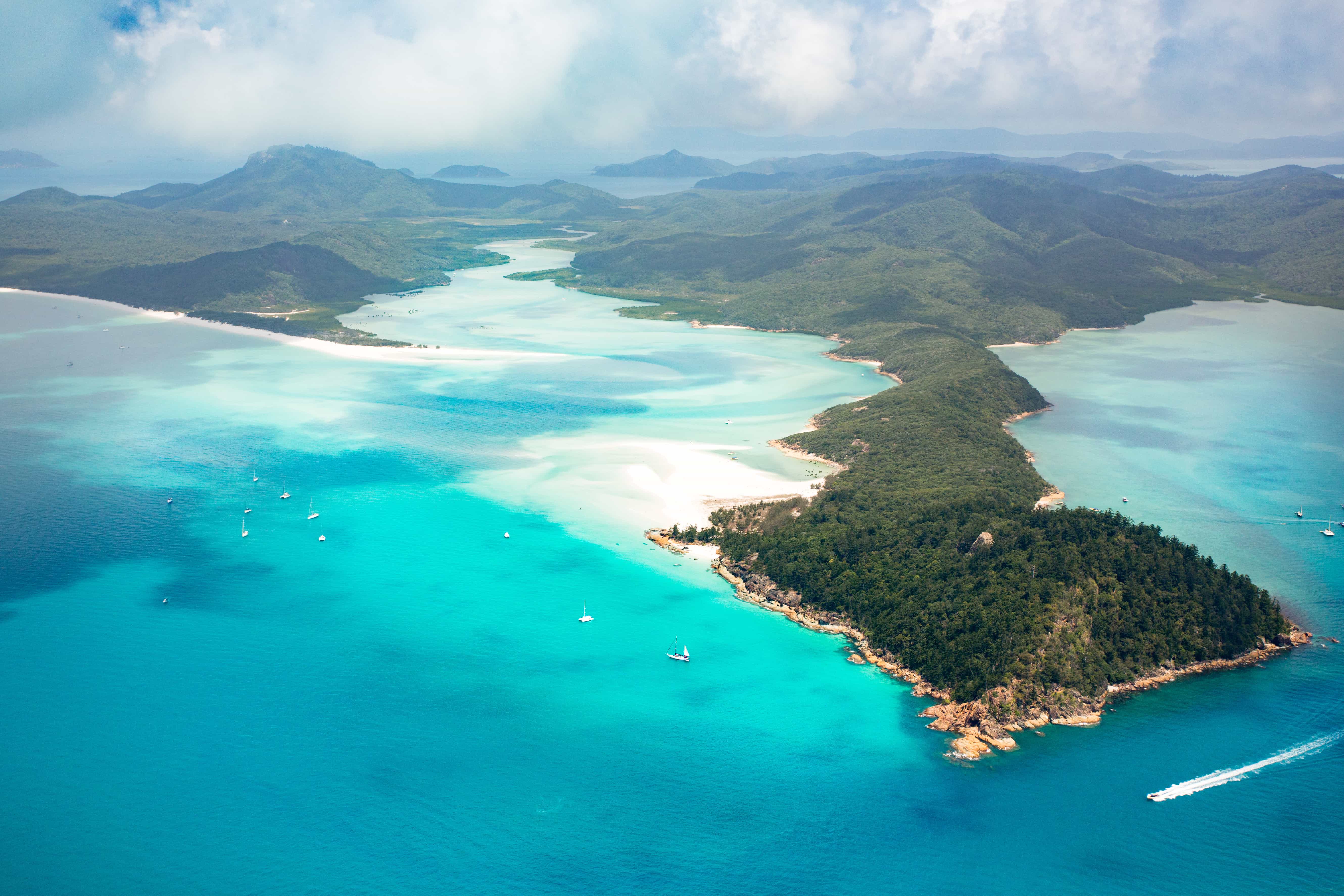 aerial shot of islands in Australia