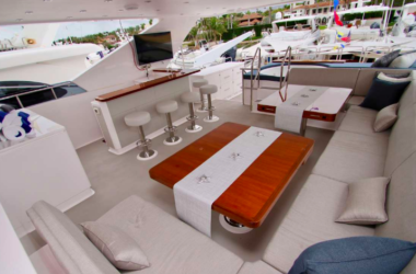 aft deck of MB III with seating and jacuzzi