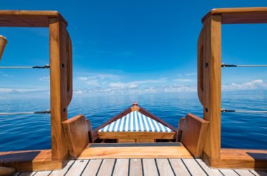 swim deck off wooden yacht