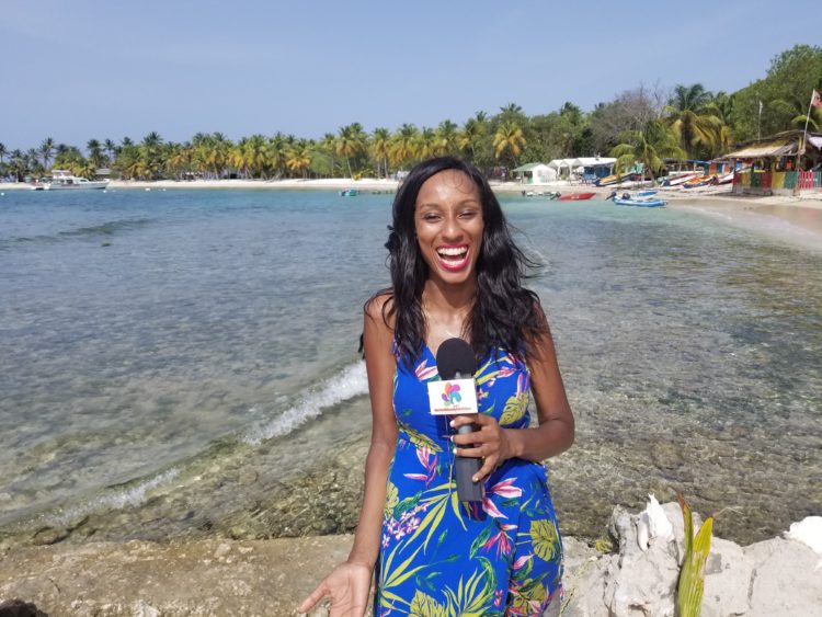 Melissa Noel on location in the Grenadines