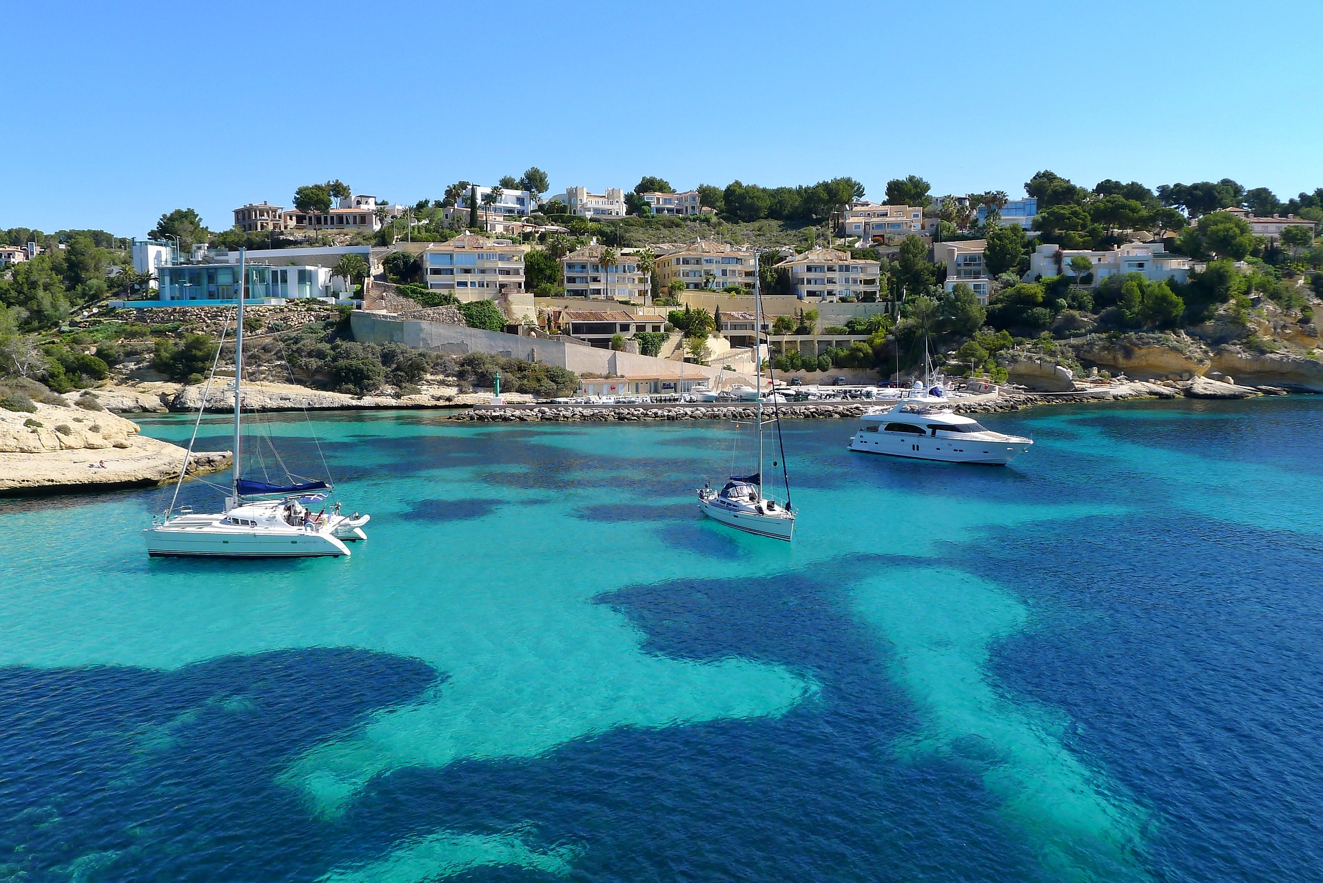 boats at anchor in Mallorca