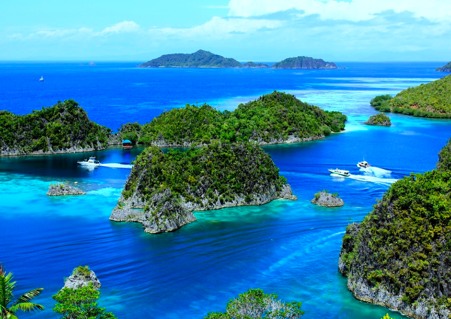 aerial of the islands of Raja Ampat