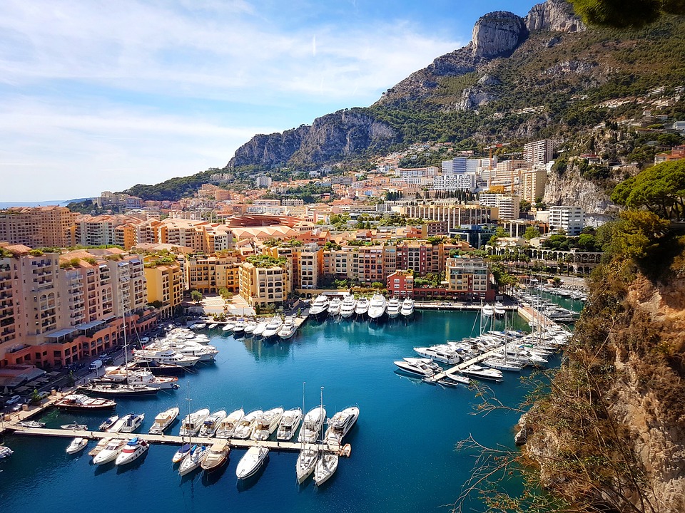 aerial of marina in French Riviera