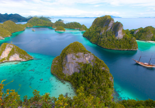 aerial of Raja Ampat islands in Indonesia